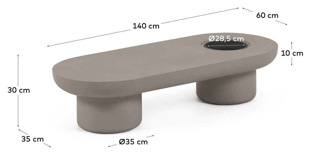 Taimi Lounge Table, 140x60, betong