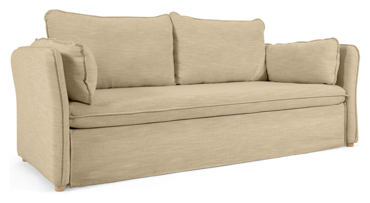 Tanit Sofa Bed, B210, Beige Linen/Beech Legs