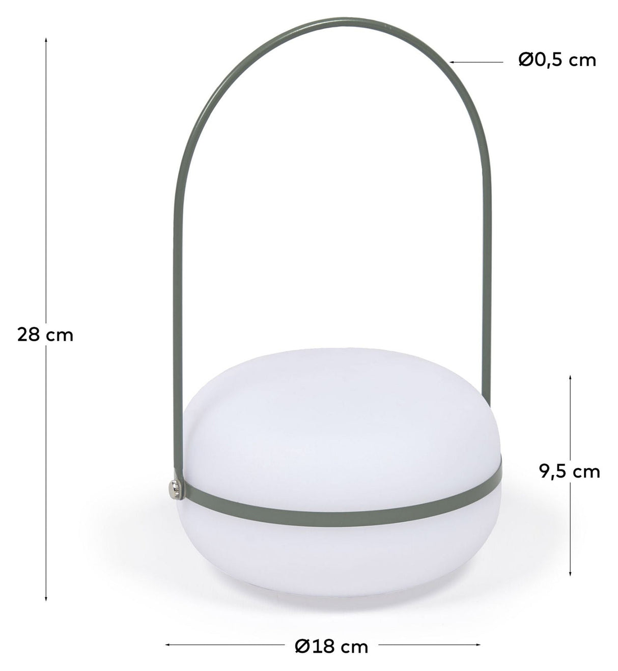 Te utendørs bordlampe, polyeten/grønn metall