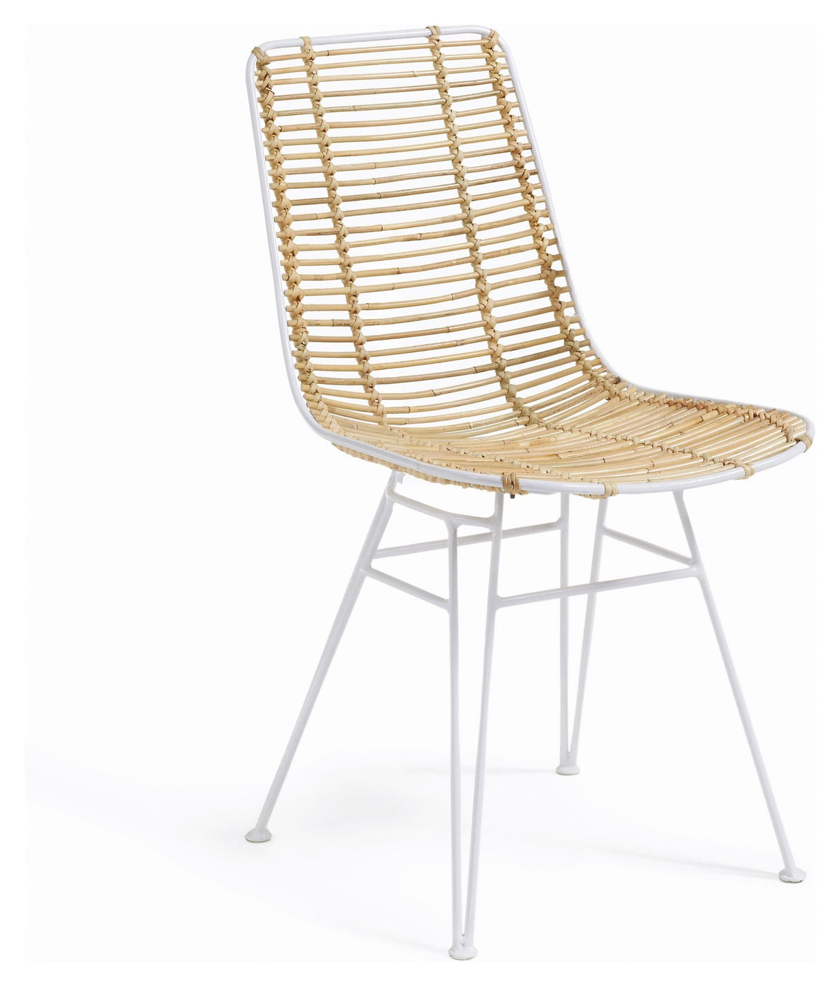 Tishana Dining Chair - Rattan/White Steel