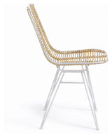 Tishana Dining Chair - Rattan/White Steel