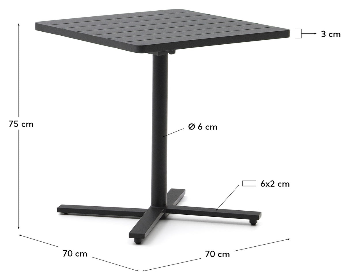 Torreta, sammenleggbar bord 70x70 cm - svart