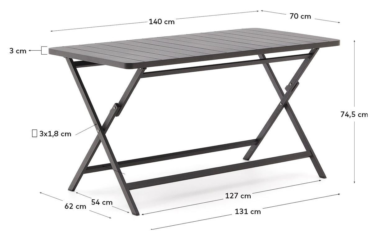 Torreta sammenleggbar bord, sort 140 x 70 cm 