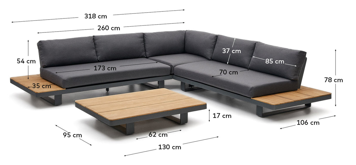 Tosqueta, 5-seters hjørnesofa og bordsett