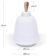 Udiya utendørs bordlampe, polyeten/hvitt metall