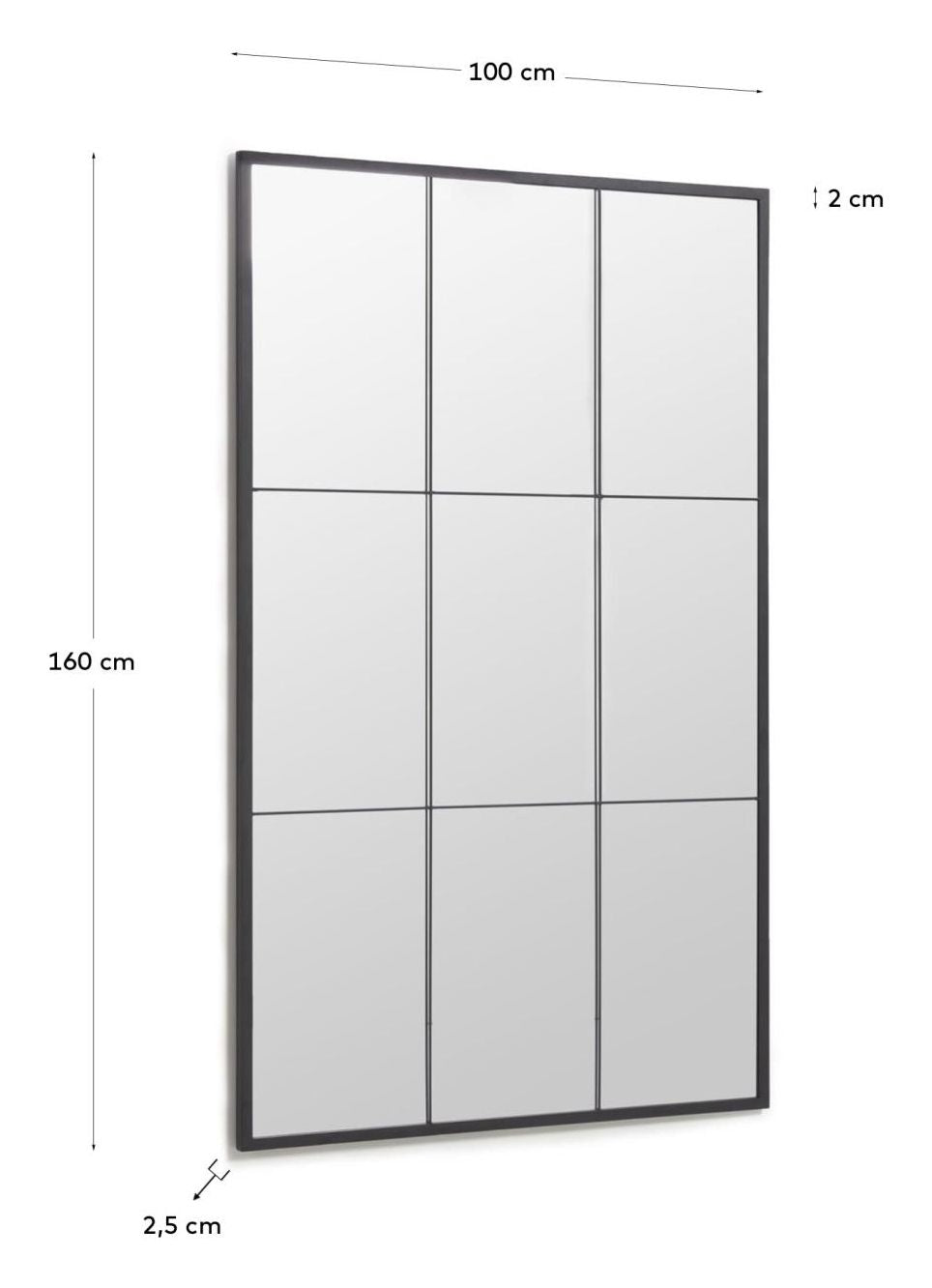 Ulrica Mirror 100x160 - svart