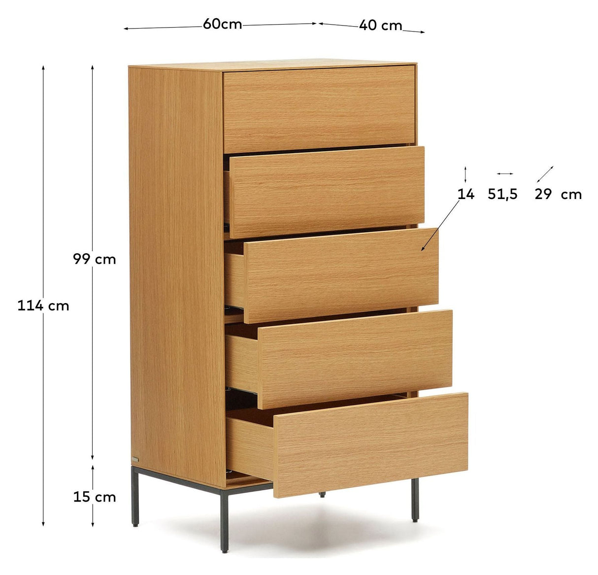 Vedrana Chest, Oak Veneer, 60x114