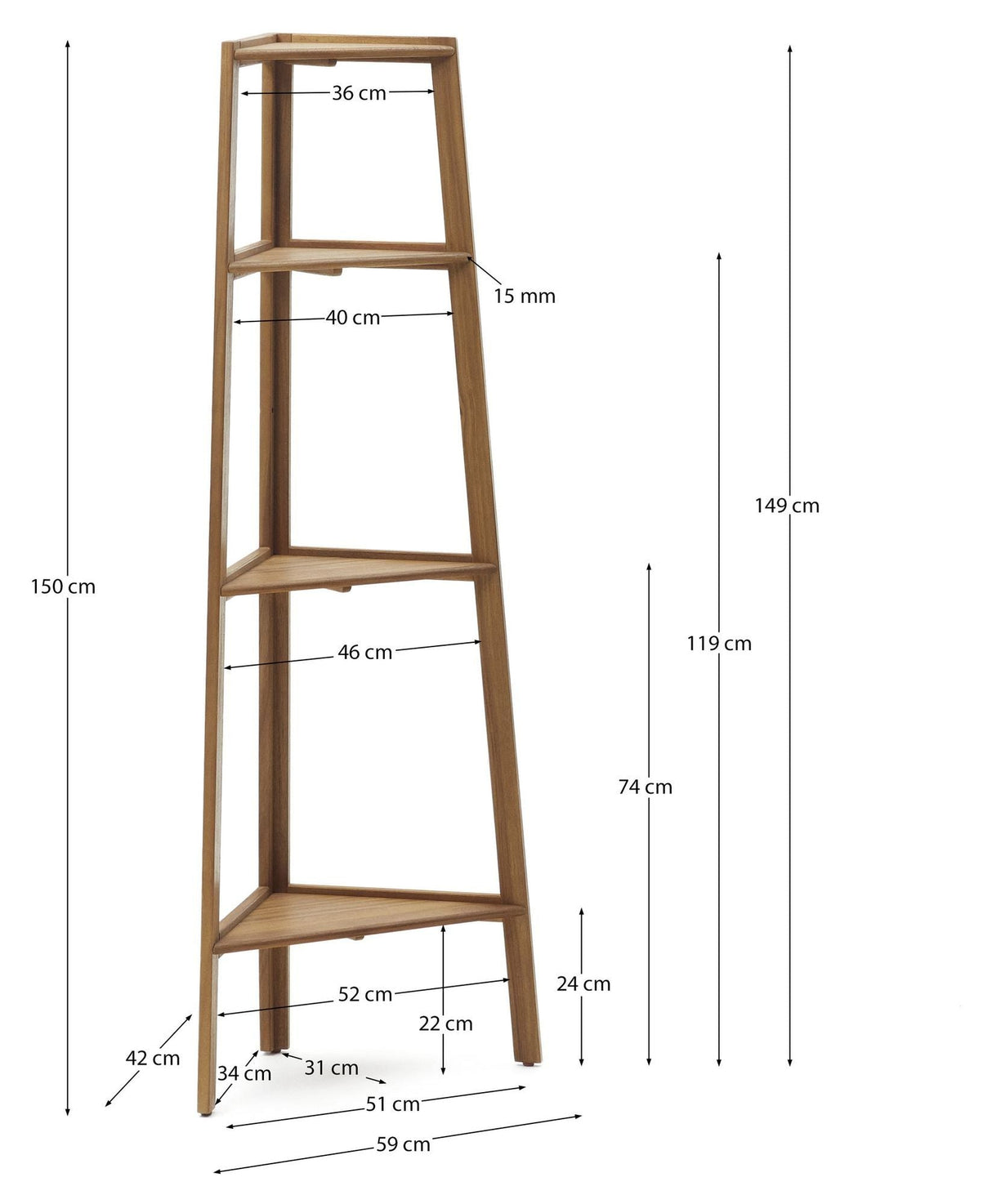 Victora Outdoor Shelf, Solid Acacia, 42x150