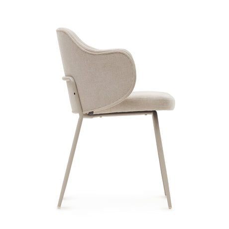 Yunia spisestol med armlener, beige stoff