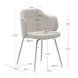 Yunia spisestol med armlener, beige stoff