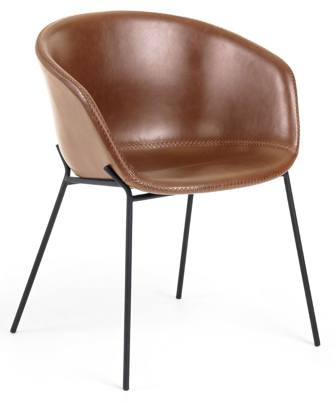 Zadine Dining Chair with Armrests Brown Leatherette