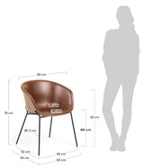 Zadine Dining Chair with Armrests Brown Leatherette