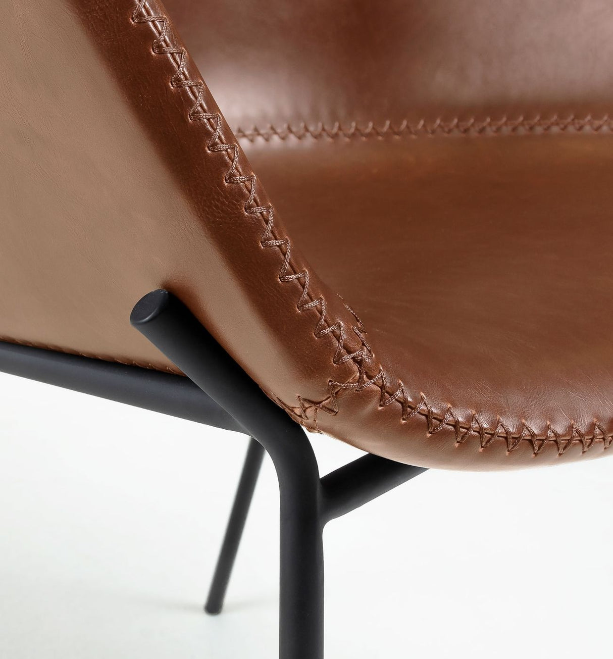 Zadine Dining Chair with Armrests Brown Leatherette