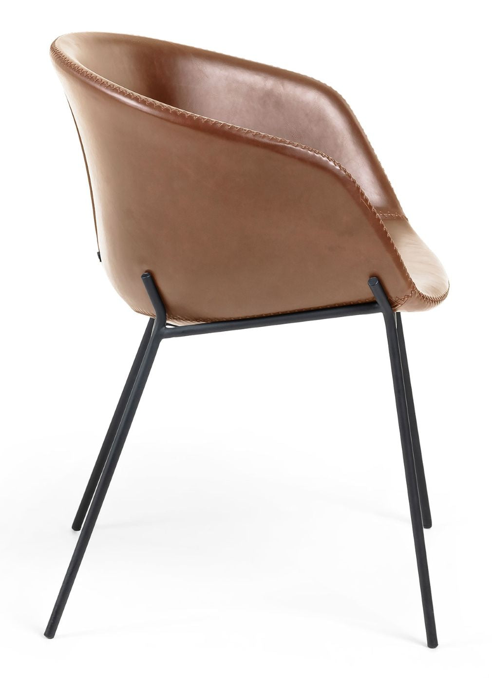 Zadine Dining Chair with Armrests Brown Leatherette