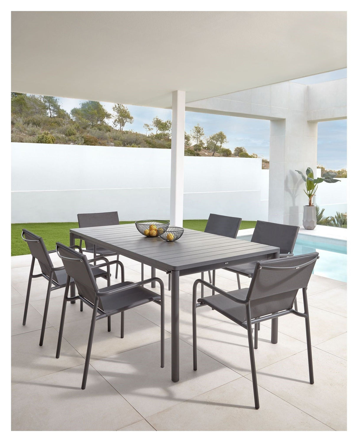 Zaltana Garden Table med forlengelse, 140/200x90, Mat Black Aluminium