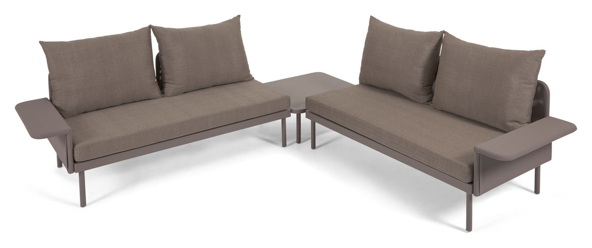 Zaltana Lounge Corner Sofa med bord, Matt Brown aluminium