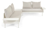 Zaltana Lounge Corner Sofa med bord, matt hvit aluminium