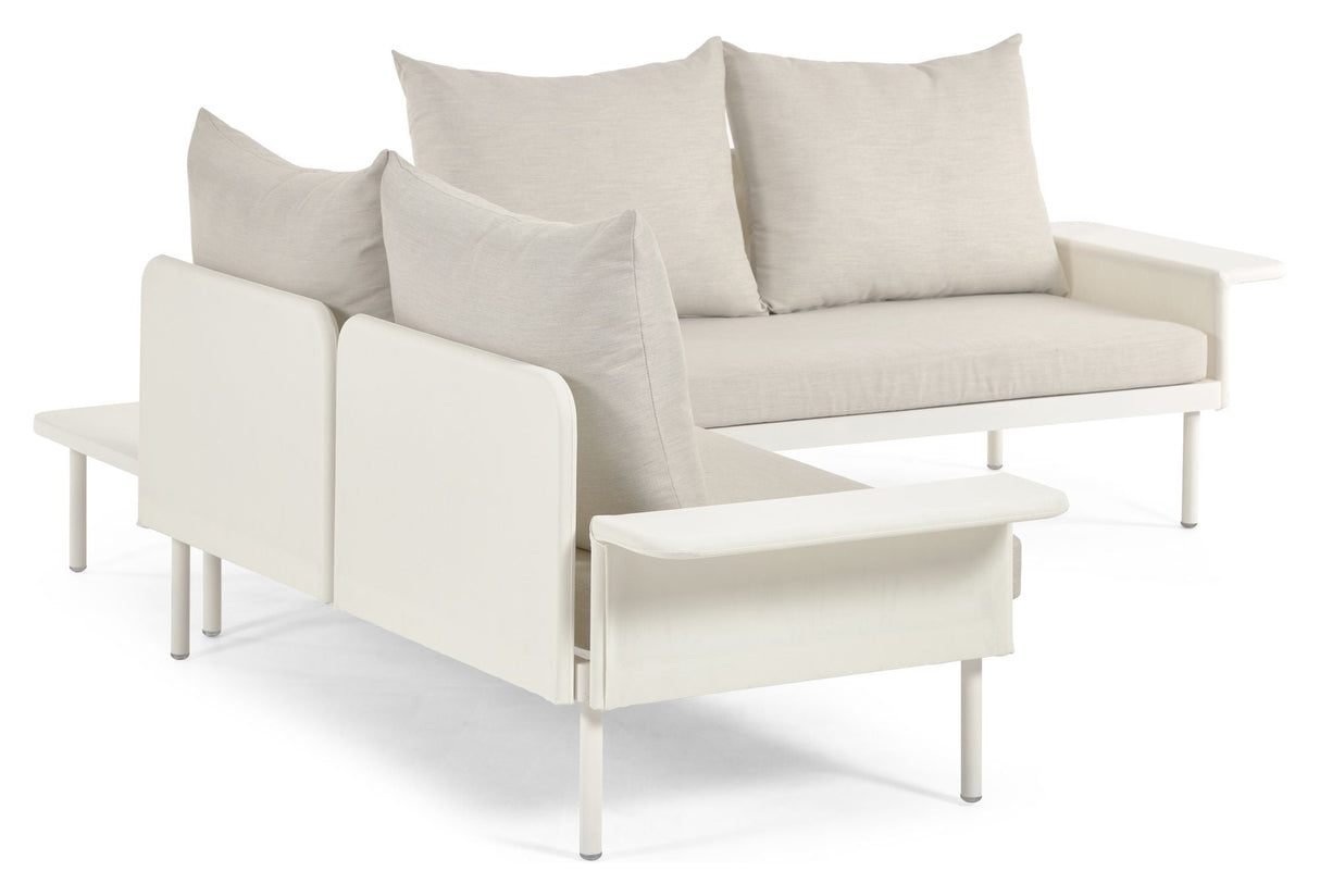 Zaltana Lounge Corner Sofa med bord, matt hvit aluminium