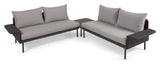 Zaltana Lounge Corner Sofa med bord, matt svart aluminium