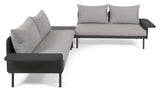 Zaltana Lounge Corner Sofa med bord, matt svart aluminium