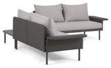 Zaltana Lounge Corner Sofa med bord, matt svart aluminium