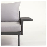 Zaltana Lounge Corner Sofa med bord, matt svart aluminium