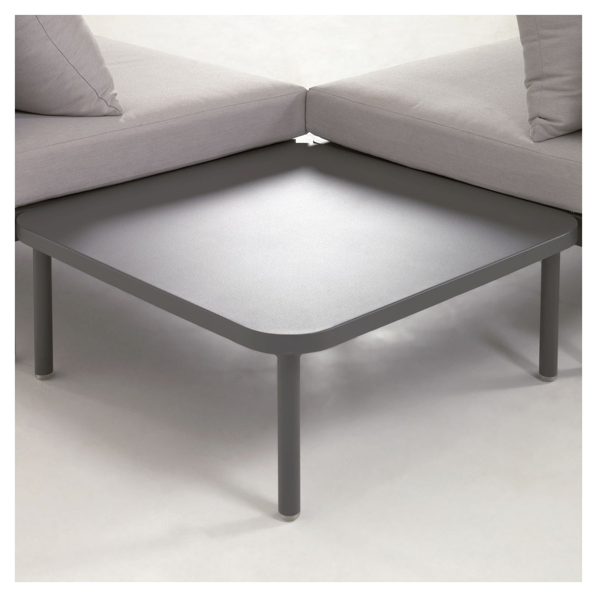 Zaltana Lounge Corner Sofa med bord, matt svart aluminium