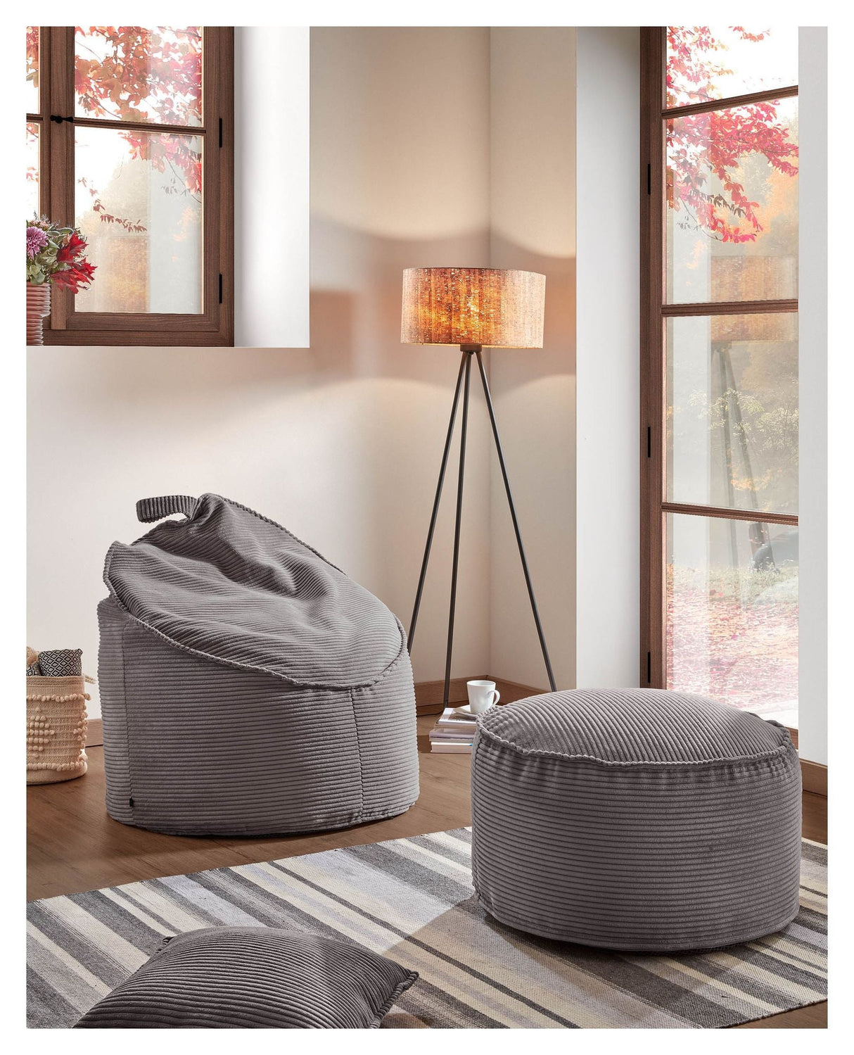 Zina Pouf Grey Velvet, Ø60