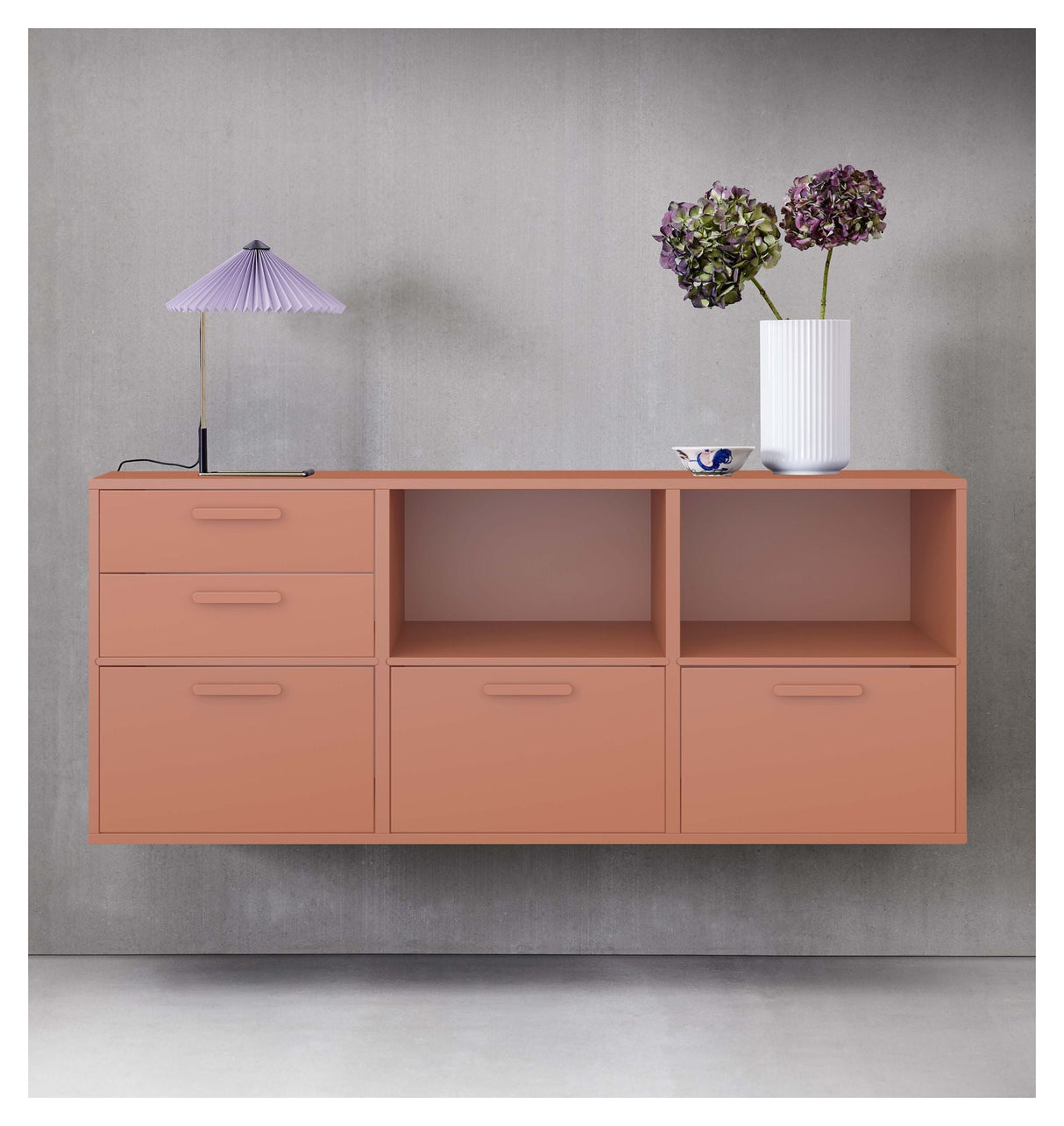 Hold hylla med 3 faste hyller. Modul 005, Terracotta