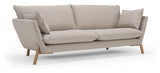 Hasle 3-seters sofa latte stoff, solide eikebeina