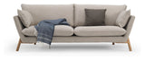 Hasle 3-seters sofa latte stoff, solide eikebeina