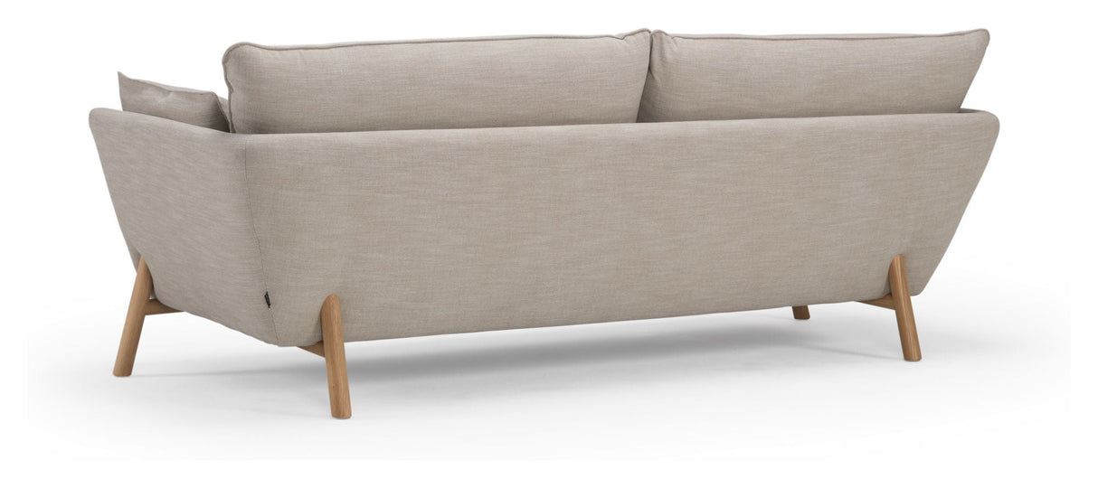 Hasle 3-seters sofa latte stoff, solide eikebeina