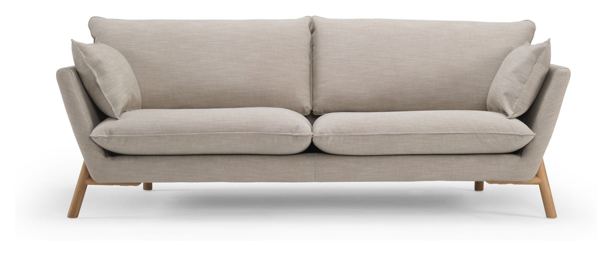 Hasle 3-seters sofa latte stoff, solide eikebeina