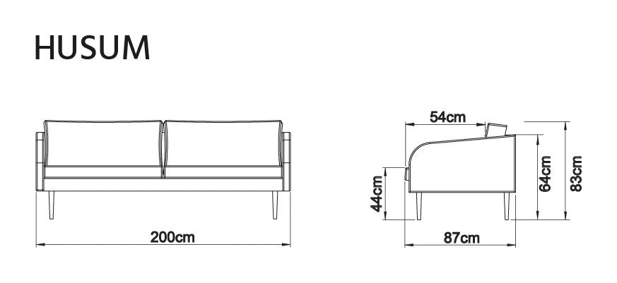 Husum 3 Pers. Sofa, gul fløyel