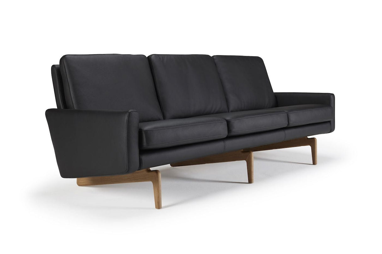 Egsmark 3-seters sofa, svart skinn