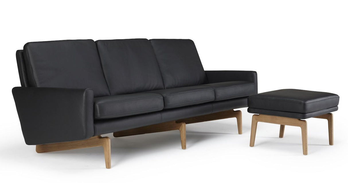 Egsmark 3-seters sofa, svart skinn