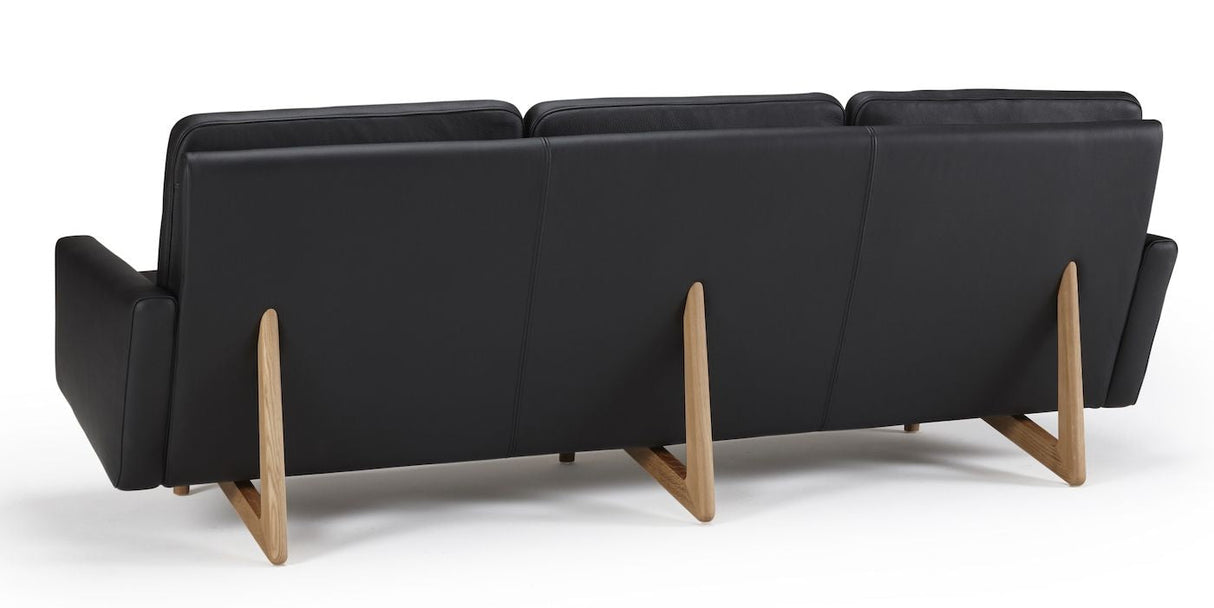 Egsmark 3-seters sofa, svart skinn