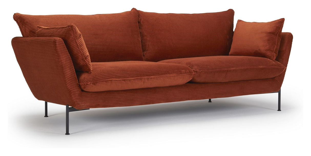 Hasle Lux 3-seters sofa, oransje fløyel