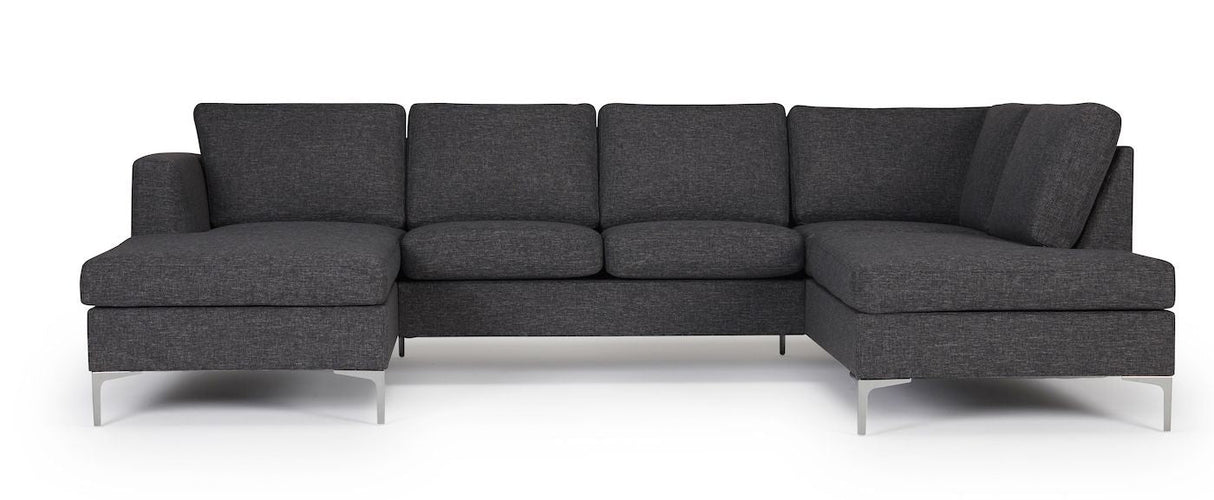 Shea U-Sofa Gray Fabric, med venstre venstre sjeselongue