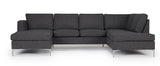 Shea U-Sofa Gray Fabric, med venstre venstre sjeselongue