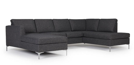 Shea U-Sofa Gray Fabric, med venstre venstre sjeselongue