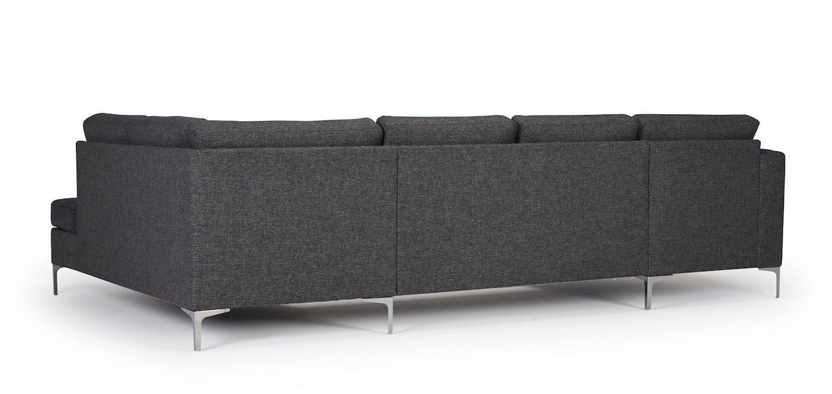 Shea U-Sofa Gray Fabric, med venstre venstre sjeselongue