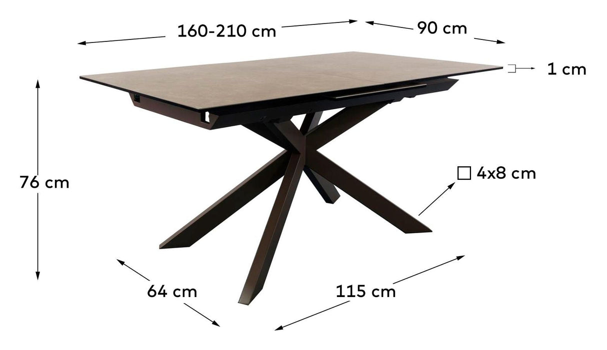 Atminda utvidbar tabell 160x90, brun keramikk