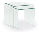 Burano sidebord, herdet glass, sett med 2 bord, 50x50