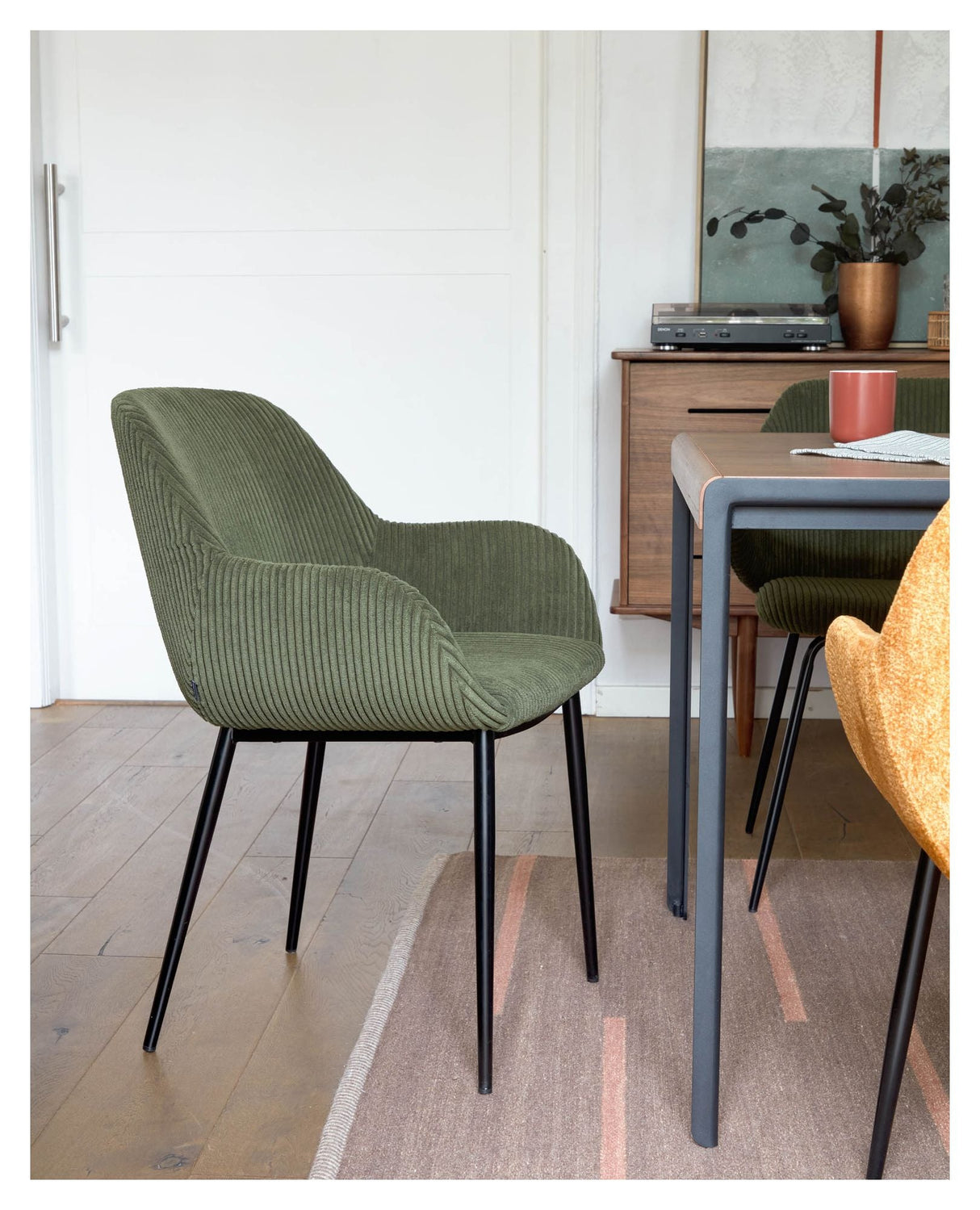 Konna Dining Chair, Dark Green Velvet