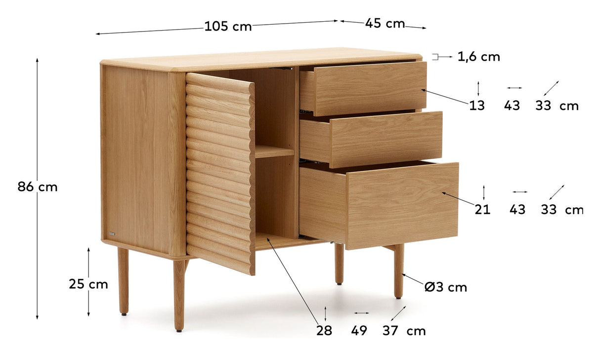 Lenon Sideboard, Nature/Oak Veneer, 105x45