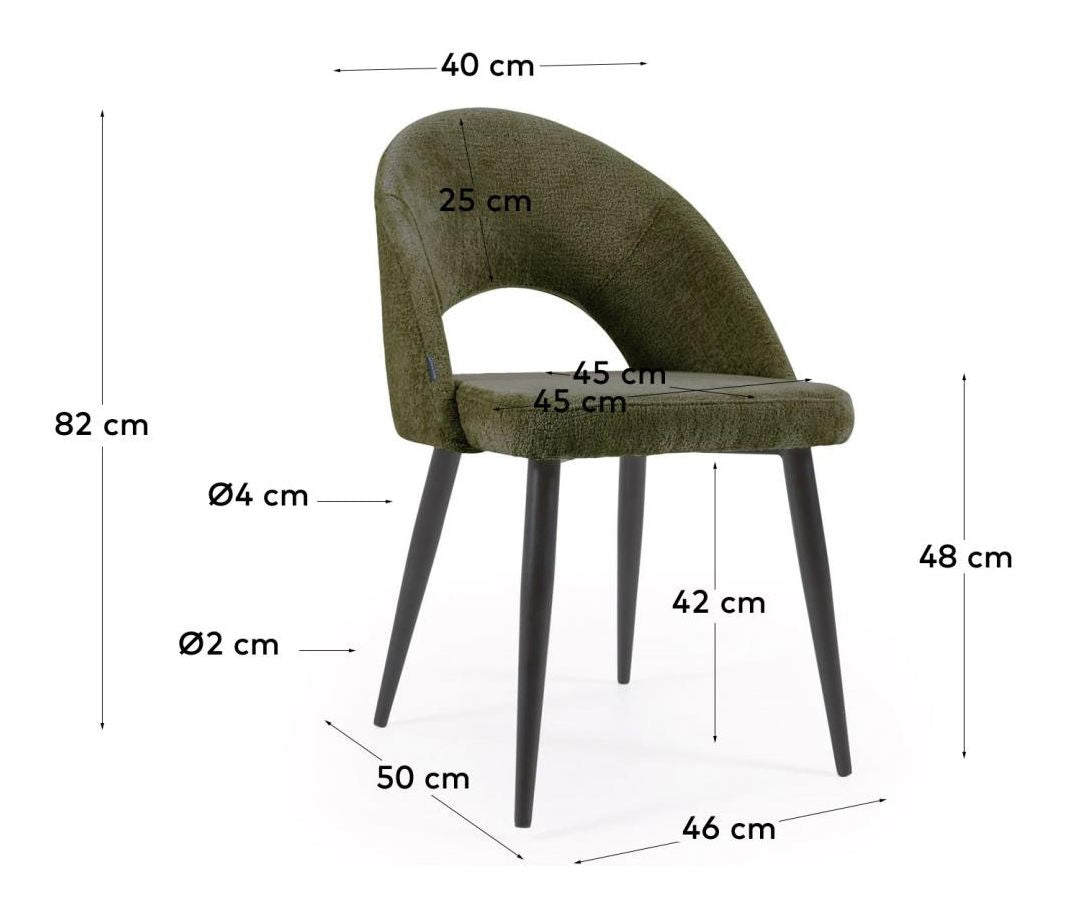 Mael Dining Chair, Green Chenille