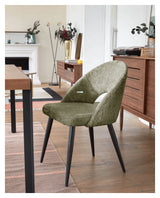 Mael Dining Chair, Green Chenille