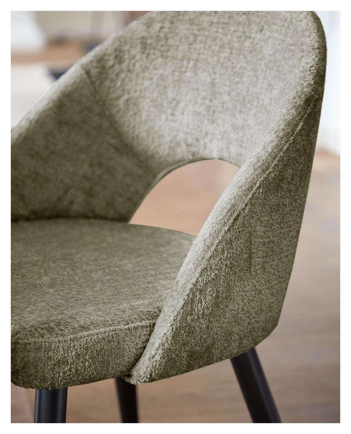 Mael Dining Chair, Green Chenille