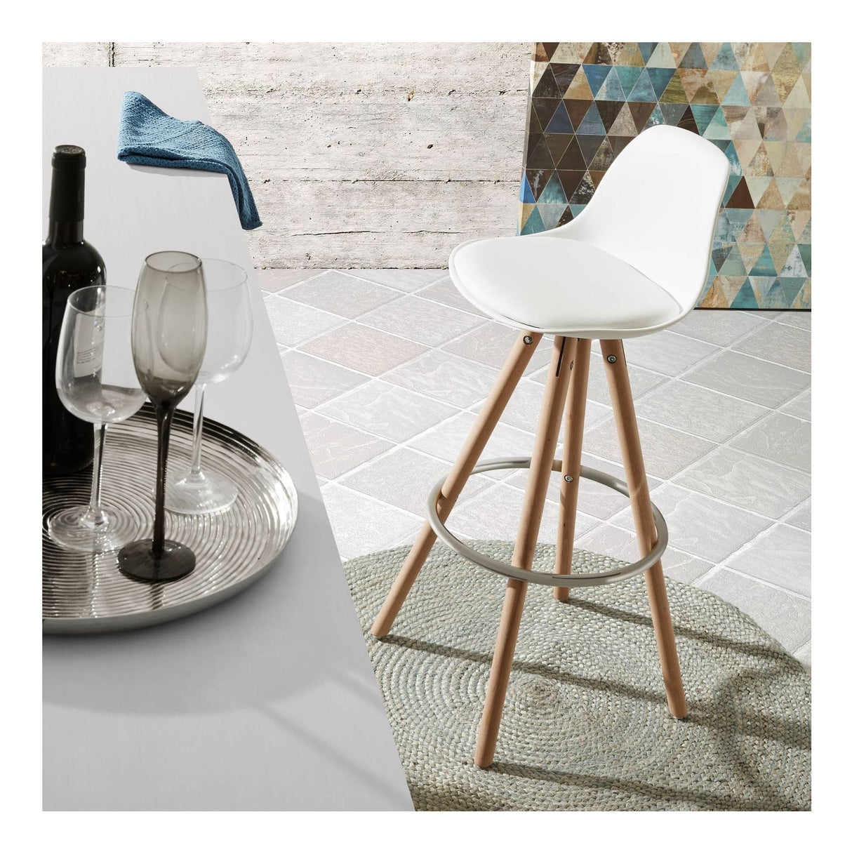 Slad Barstool, White, H: 74